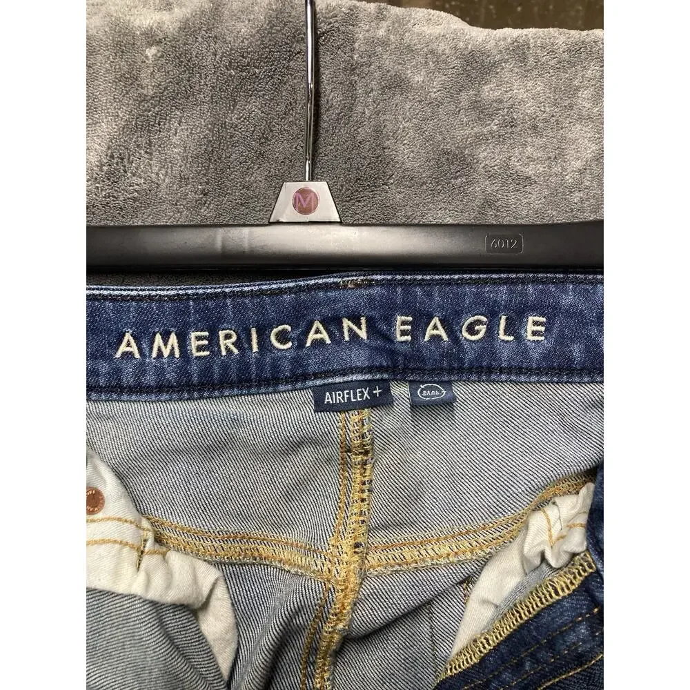 AE Airflex Slim Straight Jean Men 31x34 Distress Med Wash Americana Street Wear